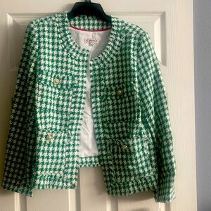 Kelly Green And White Tweed Jacket. NWT